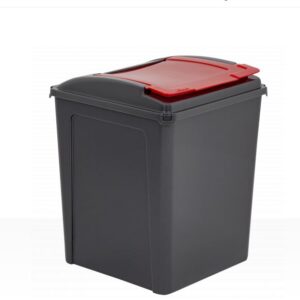 WHAM 50L Recycle It Bin with Lid in Graphite/Red