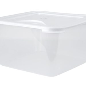 WHAM CUISINE 15 Liter Large Clear/Ice White Square Food Container with Lid