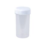 WHAM CUISINE 350ML SCREW-ON LID BEAKER, CLEAR WITH ICE WHITE LID