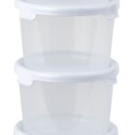 WHAM CUISINE SET OF 4 ROUND 300ML FOOD CONTAINERS WITH CLEAR/ICE WHITE LIDS