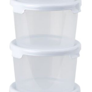 WHAM CUISINE SET OF 4 ROUND 300ML FOOD CONTAINERS WITH CLEAR/ICE WHITE LIDS