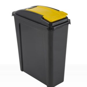 WHAM Recycle It 25L Slimline Bin with Lid in Graphite and Gen. Yellow