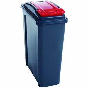 WHAM Recycle It 25L Slimline Bin with Lid in Graphite/Gen. Red