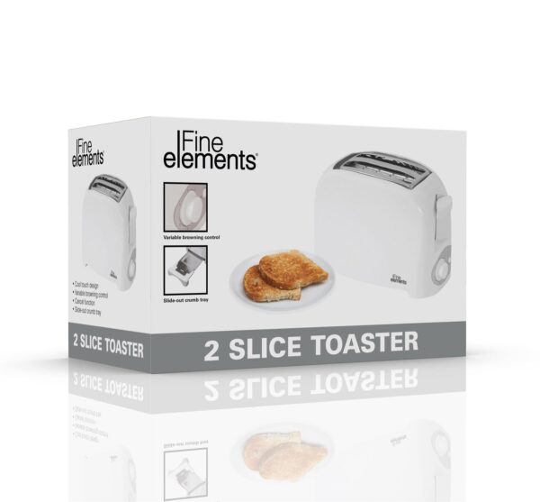 White 2-Slice Toaster, 200W - Fine Element