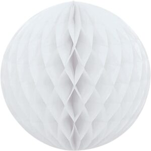 White 8-Inch/20cm Tissue Paper Honeycomb Pom Pom Decoration - Unique Party