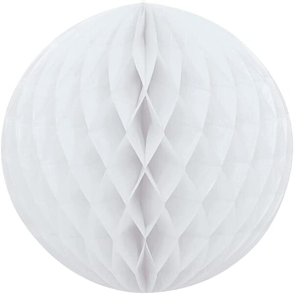 White 8-Inch/20cm Tissue Paper Honeycomb Pom Pom Decoration - Unique Party