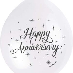 White Latex Balloons for Happy Anniversary Celebration - Pack of 10, Unique Party Design, 9-inch Size