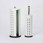 WHITE TOILET BRUSH AND HOLDER SET BY HIGHLANDS