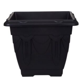 WHITEFURZE 22CM BLACK SQUARE VENETIAN PLANTER