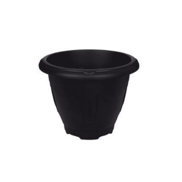 Whitefurze Black Round Venetian Planter 24cm