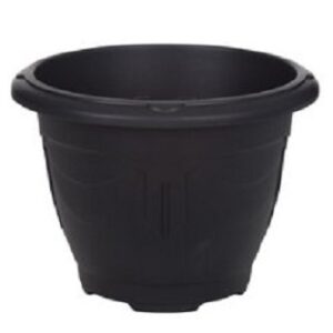 Whitefurze Black Round Venetian Planter, 33cm