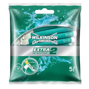 Wilkinson Sword Extra 2 Sensitive Disposable Men's Razors, Pack of 5