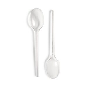 WINDZER High-Quality Reusable Clear Plastic Dessert Spoons, Pack of 100