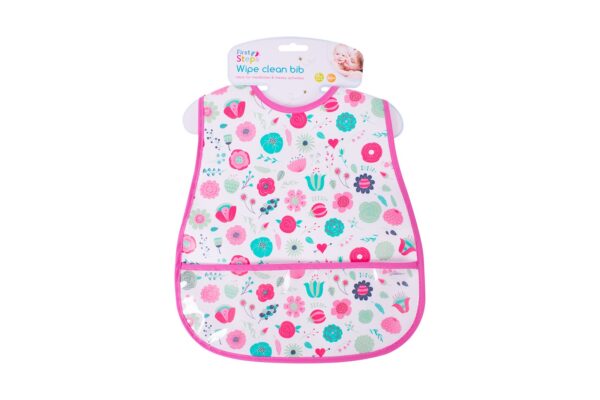 Wipe Clean Bib with Pocket for First Steps, 45cm x 28cm