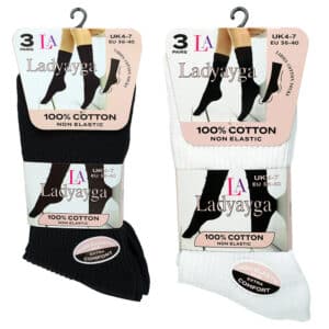 Women's 100% Cotton Non-Elastic Top Socks (Pack of 3)