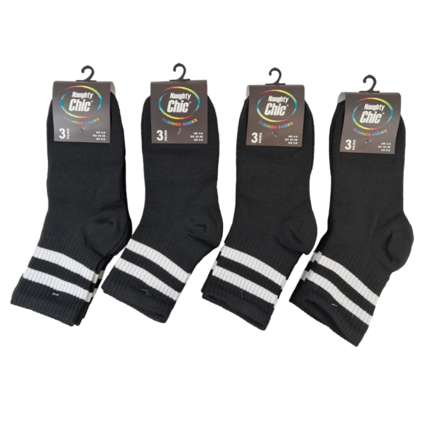 Women's Black Low Cut Cropped Quarter Calf Trainer Socks (3 Pairs)