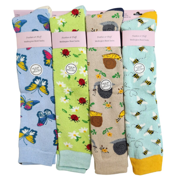 Women's Bug Design Welly Socks (1 Pair)