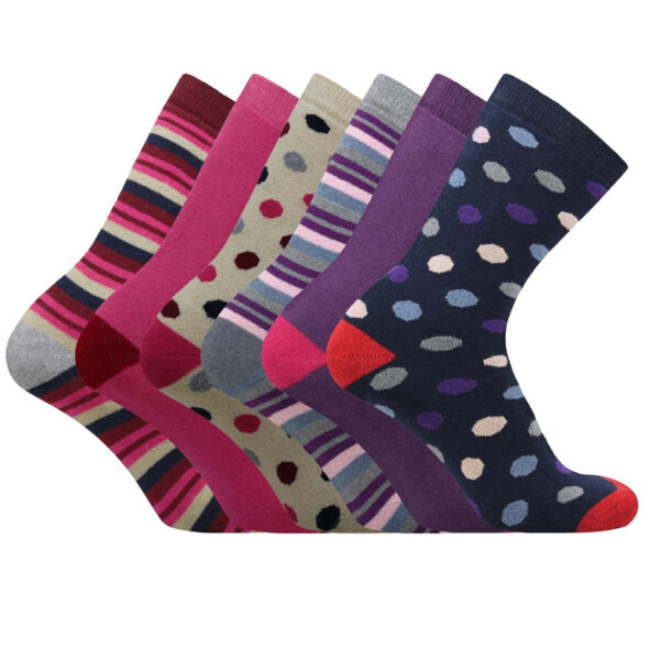 Women's Thermal Socks with Polka Dot Design (Set of 3 Pairs)