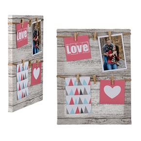 Wood Grain Canvas Photo Frame with 6 Mini Pegs - 30cm x 40cm