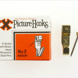 X Medium/No.2 BP Picture Hooks with Brass Head Pins, Pack of 4