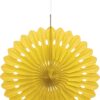 Yellow 40cm Tissue Paper Fan Decoration by Unique Party