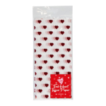 3 Sheets of Heart-Patterned Foil Tissue Paper