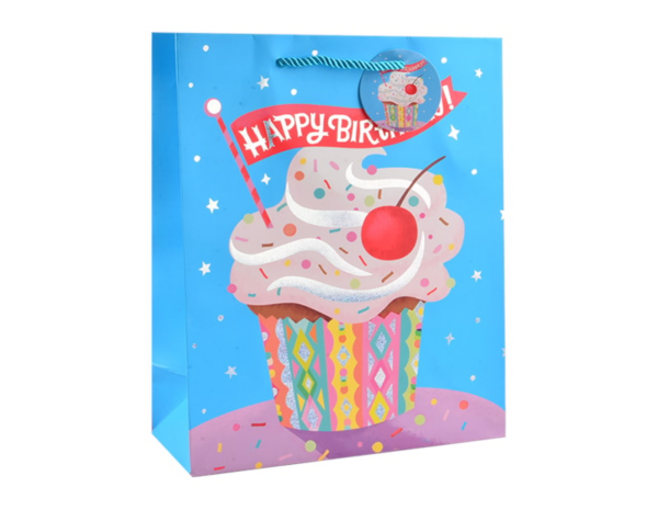 Large Foil Birthday Gift Bag for Children - 30x42x12cm