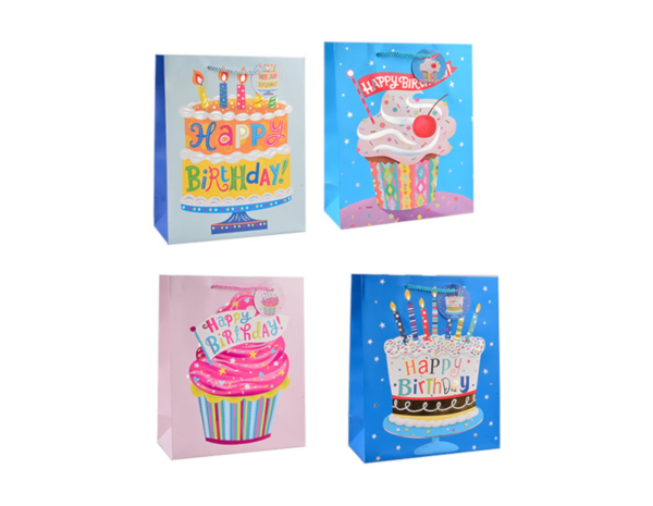Large Foil Birthday Gift Bag for Children - 30x42x12cm