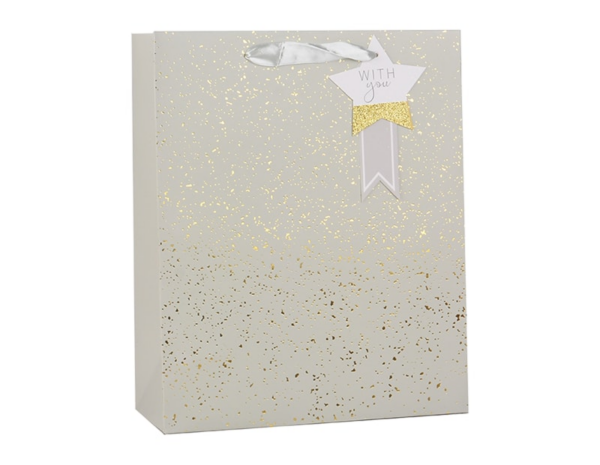 Large Gift Bag with Gold Glitter Speckles, 30x42x12cm