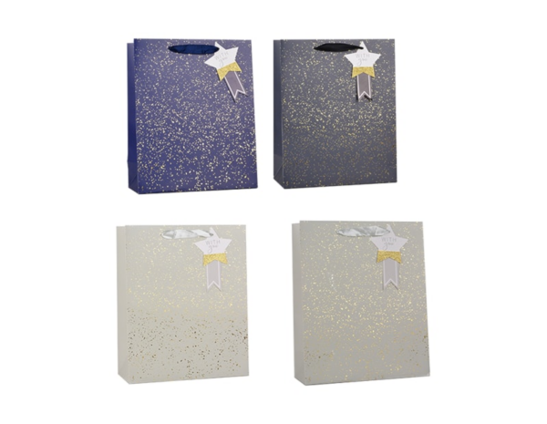 Large Gift Bag with Gold Glitter Speckles, 30x42x12cm