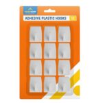 Adhesive Plastic Hooks 12pk