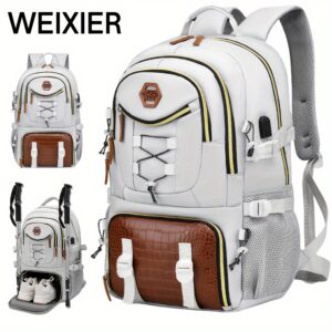 WEIXIER New Multifunctional Men's Fashion Bag Backpack for Short Trips, Convenient Business Travel Backpack with Multiple Pockets and Large Capacity, Holds Laptop, Large Capacity Simple Casual Shoulder Bag Multi-Functional Commuter Overnight Bag Student Backpack Suitable for School Work Travel Commuting, Gift for Friends Family, Holiday Birthday Present