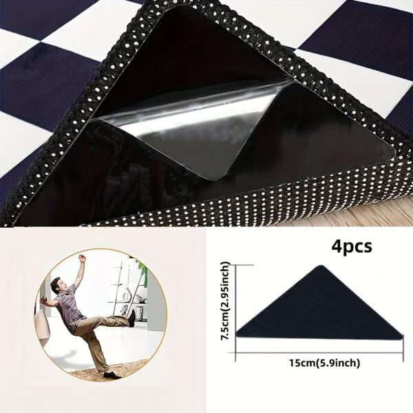 4/8pcs High-Quality Anti-Slip & Anti-Drilling Carpet Stickers for Living Room, Dining Room, Bathroom, Ceramic Tiles & Wooden Floors - Prevent Carpet Movement & Rolling - Novelty Plastic PE Material - Image 6