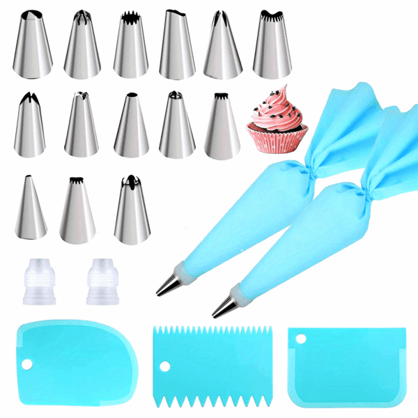[21pcs Pink Cake Decorating Baking Set] 21pcs Pink Stainless Steel Baking Set with 14 Nozzles, 2 Converters, 2 Piping Bags, 3 Spatulas - Cake Decorating Kit for Pastry, Cupcakes, Baking Tools, Kitchen Gadgets - Image 11