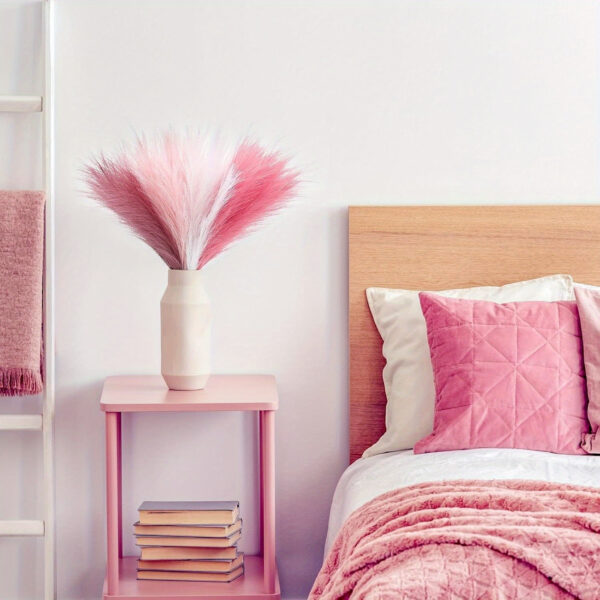 21pcs Boho Chic Artificial Pampas Grass - Soft Pink & White Faux Reed Feathers for Vase Arrangements, Perfect for Home, Wedding, and Farmhouse Decor, 55.88cm Tall Adjustable Stems, Flower Decor - Image 17