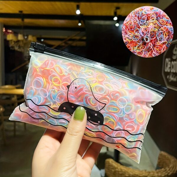 1000/2000pcs Mini Nylon Colorful Disposable Hair Ties Headband With Storage Bag, Elastic Hair Accessories Set For Girls - Image 16