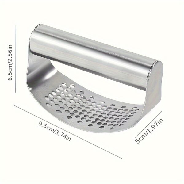 1pc, Garlic Press, Stainless Steel Garlic Press, Rocker Metal Garlic Mincer, Washable Garlic Crusher, Kitchen Garlic Chopper, Garlic Masher, Kitchen Stuff, Kitchen Gadgets Kitchen Accessories - Image 3