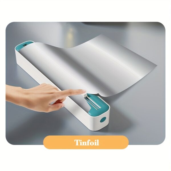 Dual-Action Fresh Wrap Dispenser & Cutter – Multi-Purpose Kitchen Sealer for Plastic, Tin Foil, Baking Paper & Wax Sheets – Reusable Packaging Machine with Orange Accents – Sleek White & Black Design, Kitchen Packaging Tool | Sleek Appliance Design | Dura - Image 16