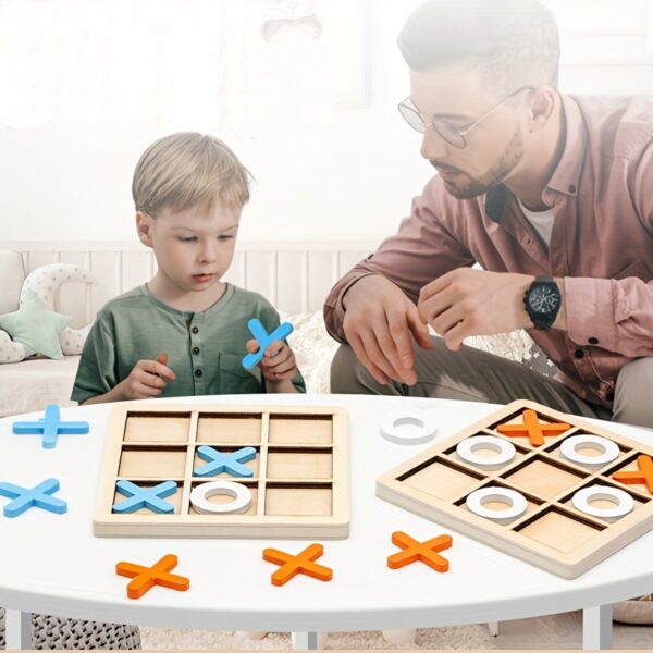 Wooden XO Well Shaped Chess For Children's Puzzle, Nine Palace Grid Chess, Parent-child Interaction, Building Blocks, Leisure Battles, Development Game Toys Halloween, Christmas Gift - Image 7