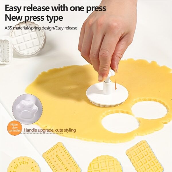 3D Waffle Cookie Cutter Set - Exquisite Design, Clear Texture, Embossed Biscuit Stamps for Fondant & Sugar Craft, Plastic Baking Tools with Detailed Patterns, Perfect for Gummy & Dough Decorations, Baking Essentials | Playful Design | Detailed Patterns, C - Image 2