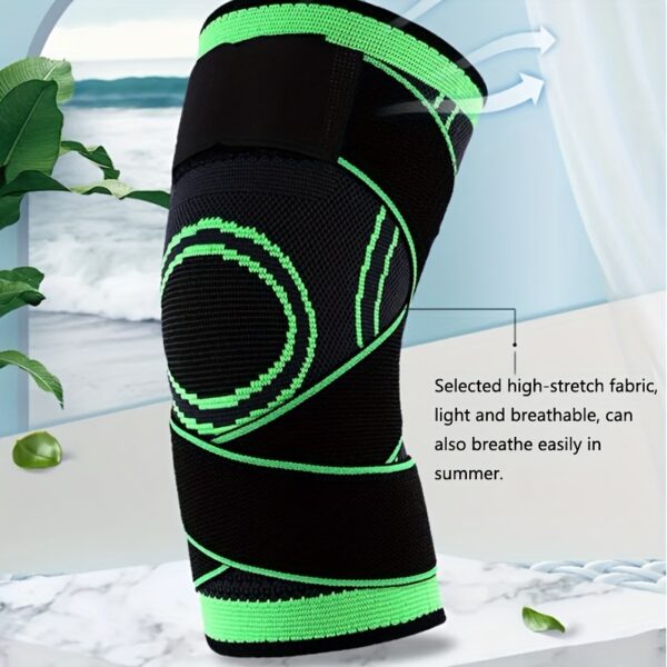 1pc protective sports knee pads, double strap large size design, Light Beige friendly quick drying elastic knitted fabric, running, mountaineering, basketball protection, sports protection preferred, necessary for sports fitness, daily use - Image 10