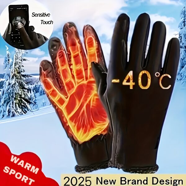 Plus Velvet Autumn and Winter Outdoor Gloves, Men's Warm Cold Safeguard Sports Riding Ski Touch Screen Gloves - Image 3