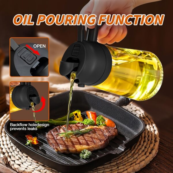 1pc Portable Oil Sprayer And Dispenser 2-In-1, Olive Oil Mister And Pourer, 470ML Plastic Kitchen Oil Spray Bottle for Cooking, BBQ, Air Fryer, Baking, Salad - Image 7