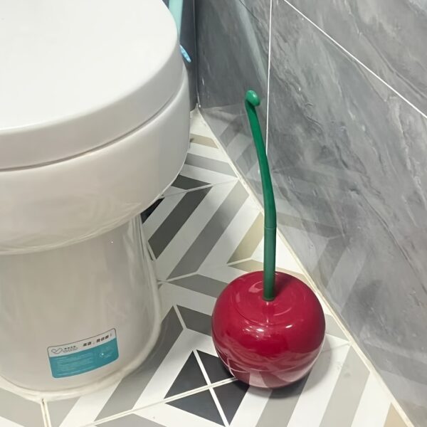 1-Set Cherry-Shaped Toilet Brush and Holder- Durable, Space-Saving Bathroom Cleaning Tool - Image 2