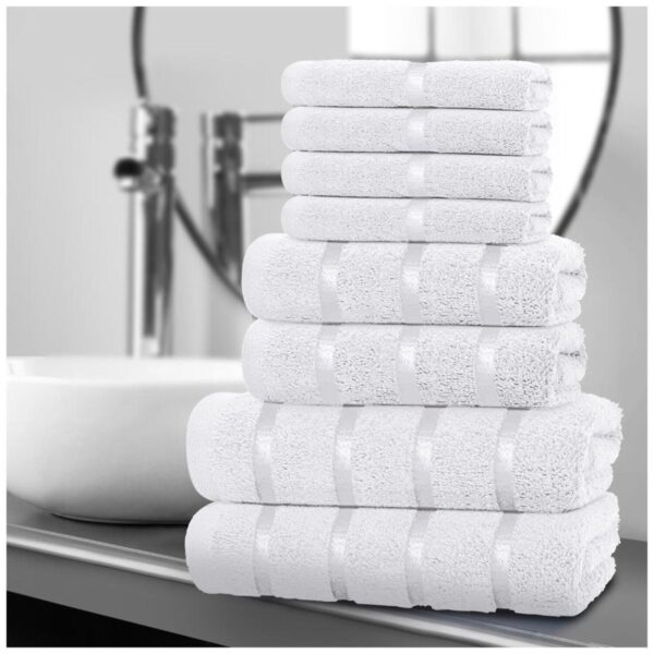 8pcs Egyptian Cotton Towel Set | Quick-Drying & Highly Absorbent | Includes 4 Face, 2 Hand, 2 Bath Towels | Sophisticated Boston Design | 15 Elegant Colours | Machine Washable - Image 14