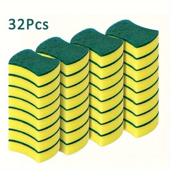 8/16/32pcs, Multifunctional Cleaning Sponge, Double-Sided Scouring Pad For Household Cleaning, Dishwashing Sponge, Premium Kitchen Sponge, Durable Non-scratch Sponge Wipe, Super Absorbent, Cleaning Supplies, Cleaning Tool - Image 8