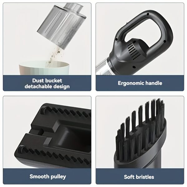 High-Suction Cordless Handheld Vacuum Cleaner - Rechargeable, Cyclonic Design for Home Use with USB Charging - Image 10