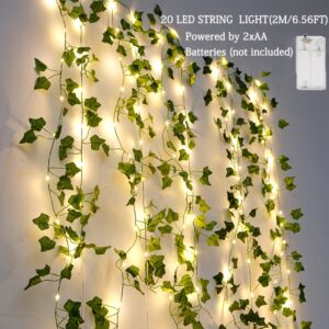 1pc     green leaf & maple led string lights - battery-powered,   copper wire with realistic greenery for outdoor dining, garden, balcony, weddings, and christmas decor - home & kitchen - Temu United Kingdom - Size : 2m/6.56ft  20 Lights