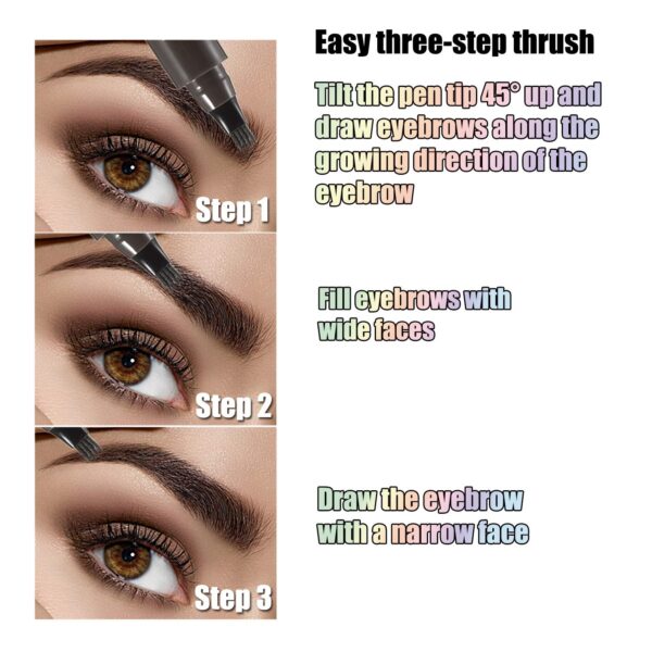 Waterproof Long-Lasting Microblading Eyebrow Pen - Creates Natural, Defined Brows With Micro-Fork Tip Applicator - Perfect Gift For Women With All Skin Types A Wild Eyebrow Easy To Use Easy And Fast Eyebrow Brush - Image 18