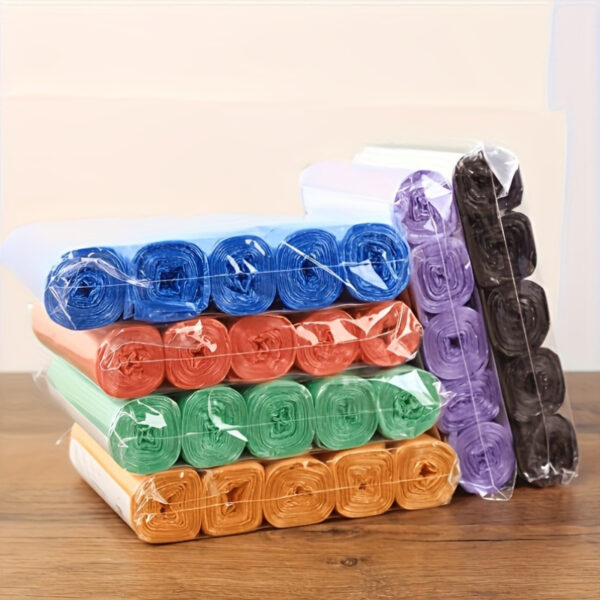 100pcs Durable Plastic Disposable Trash Bags - Pack of 5 Color-Coded Rolls for Office, Living Room, Bedroom, Bathroom, Kitchen Cleaning - High-Quality, Space-Saving, and Versatile for Everyday Use, Versatile Trash Bags | Practical Utility Bags | Easyacces - Image 4